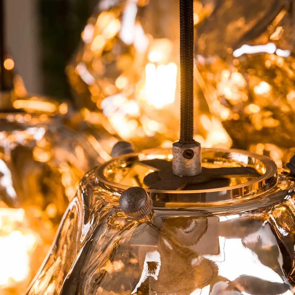 7-flammige Hängelampe in Fels Stein Optik - Domniar