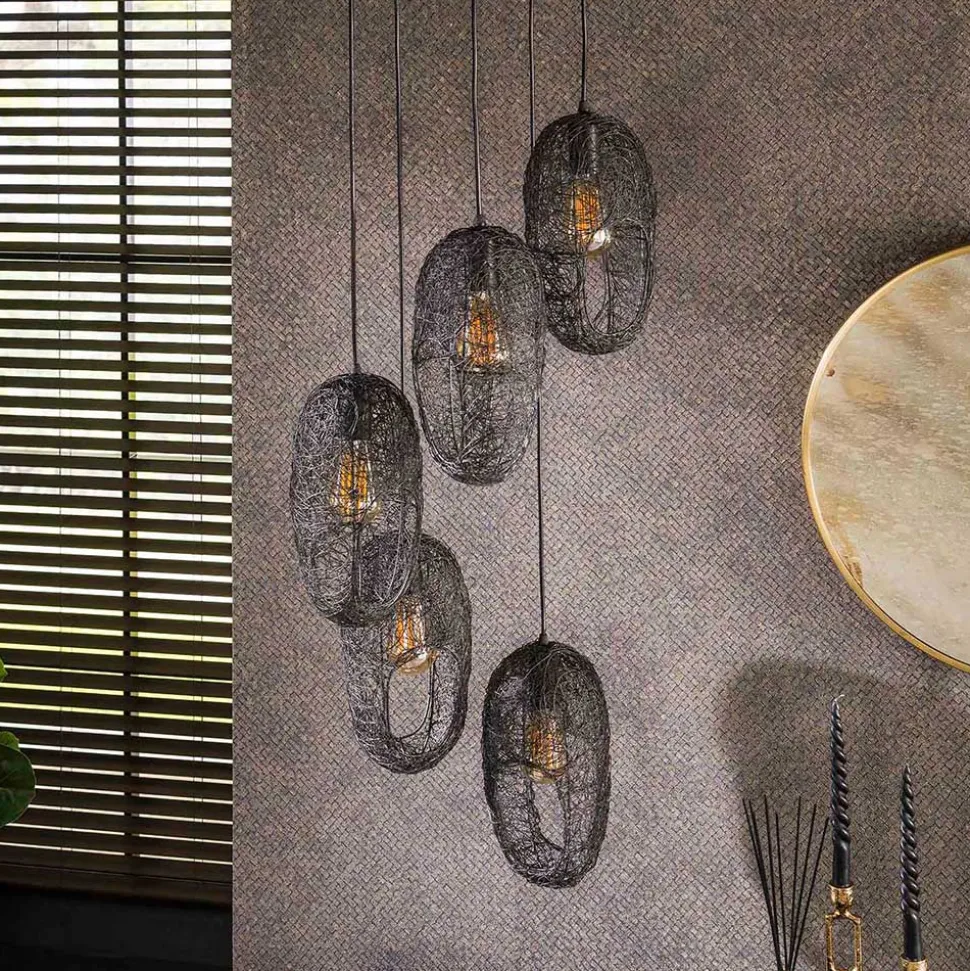 5-flammige Hängelampe mit Drahtschirmen - Juanda