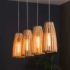 4-flammige Hängelampe mit Holzschirmen - Orvinio