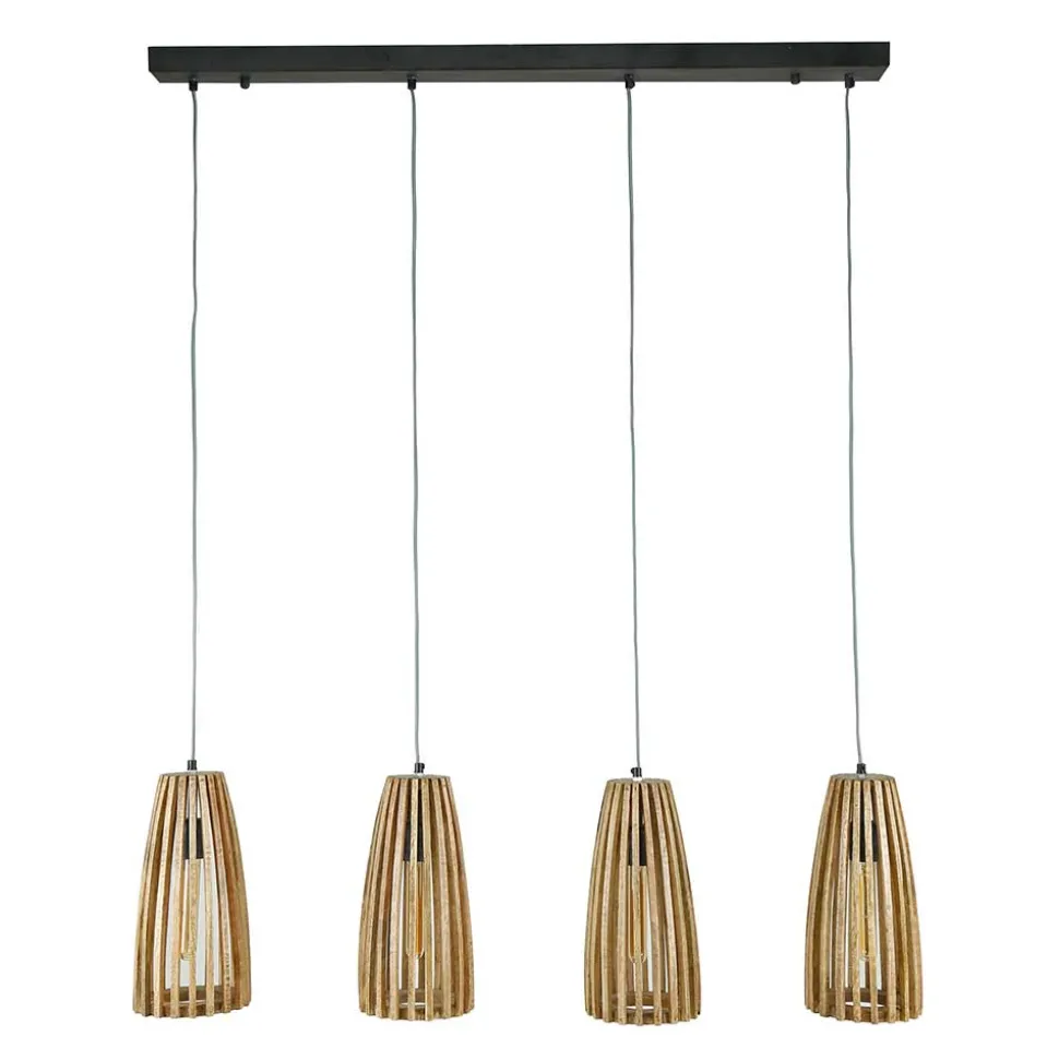 4-flammige Hängelampe mit Holzschirmen - Orvinio