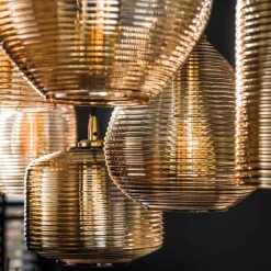 7-flammige Hängelampe mit Rillenglas Schirmen - Piatra