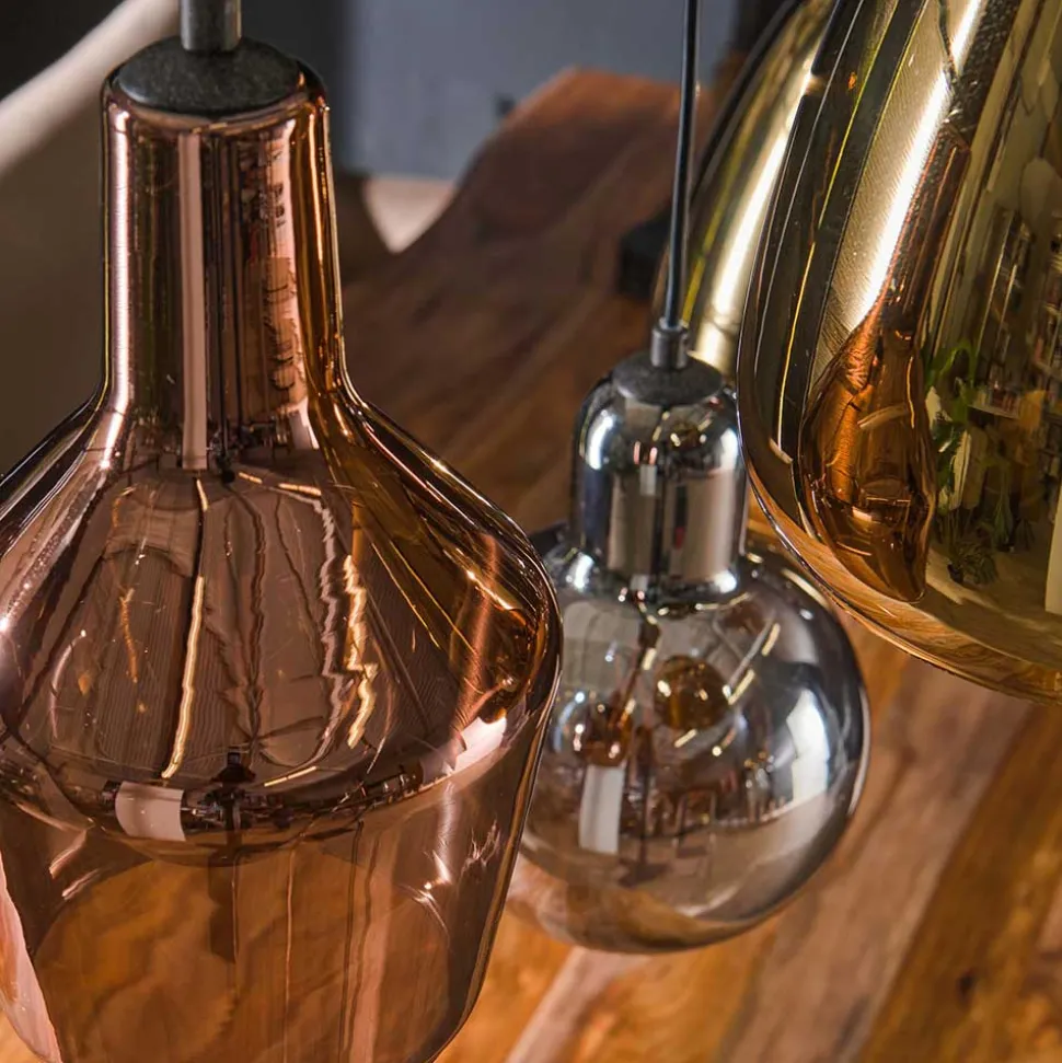 6-flammige Hängelampe mit verschiedenen Glasschirmen - Gerri