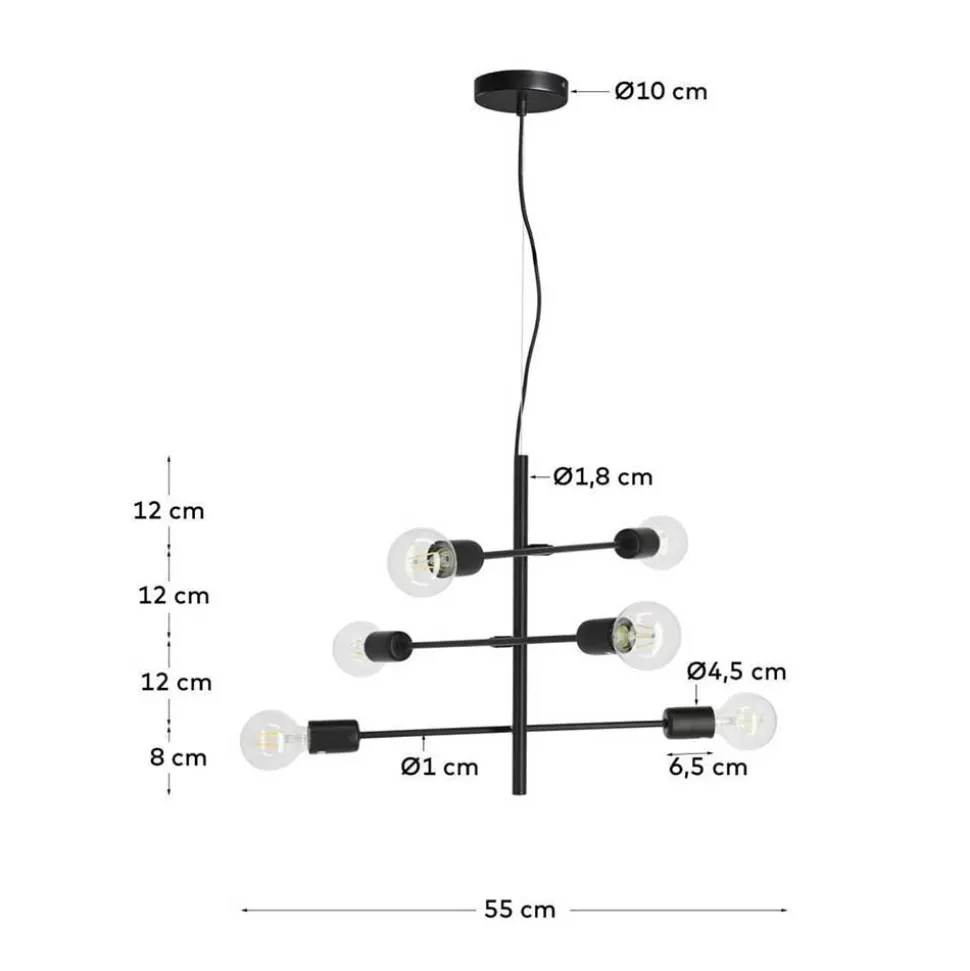 6-flammige Hängeleuchte minimalistisch - Evyla