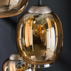 5-flammige Hängeleuchte mit Braunglas Schirmen - Zhidyla