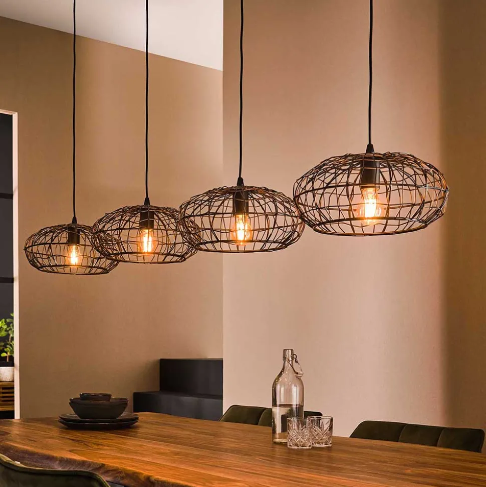 4-flammige Hängeleuchte mit Drahtschirmen - Pardial