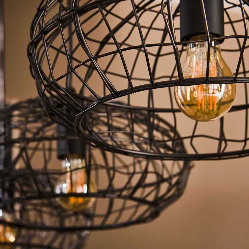 4-flammige Hängeleuchte mit Drahtschirmen - Pardial
