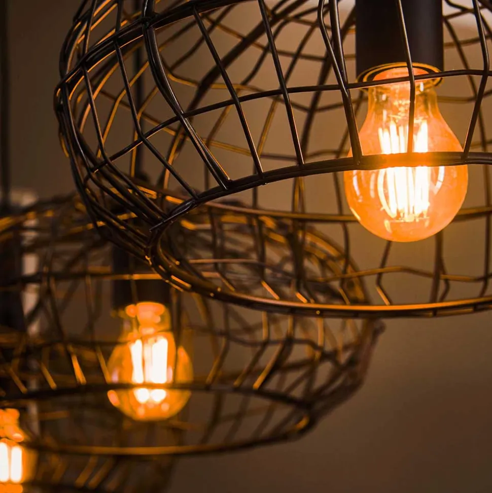 4-flammige Hängeleuchte mit Drahtschirmen - Pardial