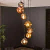 7-flammige Hängeleuchte mit Metallic Glasschirmen - Elizabeth