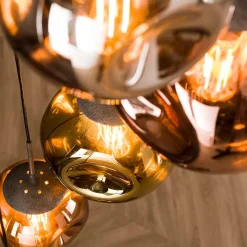 7-flammige Hängeleuchte mit Metallic Glasschirmen - Elizabeth