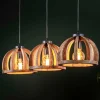 3-flammige Küchentisch Hängelampe mit Holzschirmen - Loerena