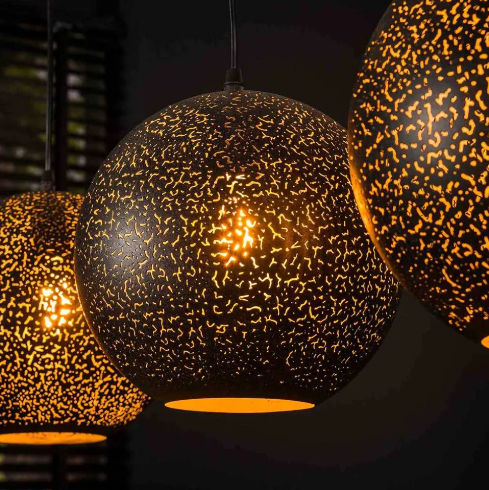 3-flammige Kugel-Hängelampe in Schwarz - Feixon