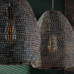 3-flammige Metall Hängeleuchte in Schwarz Braun - Mediny