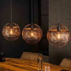 3-flammige Metall Hängeleuchte in Schwarzbraun - Casamarina