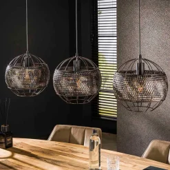 3-flammige Metall Hängeleuchte in Schwarzbraun - Casamarina