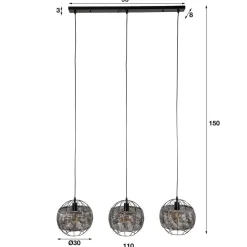 3-flammige Metall Hängeleuchte in Schwarzbraun - Casamarina