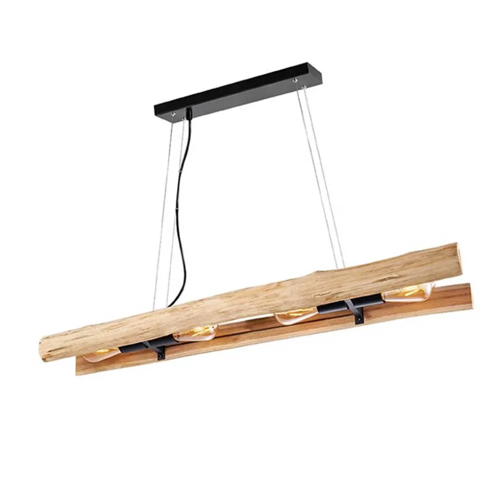 4-flammige Pendelleuchte aus Massivholz Natur - Tanky