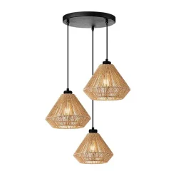 3-flammige Pendelleuchte in Natur und Schwarz - Plataya