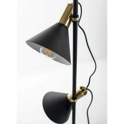 2-flammige Stehleuchte in Schwarz & Messing - Easy