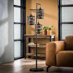 3-flammiger Stehleuchter in Anthrazit Metall - mexiko