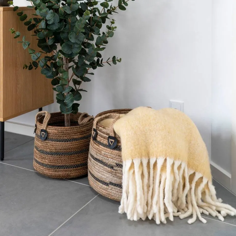 Flechtkorb Set aus Bananenblatt - Avocado (zweiteilig)