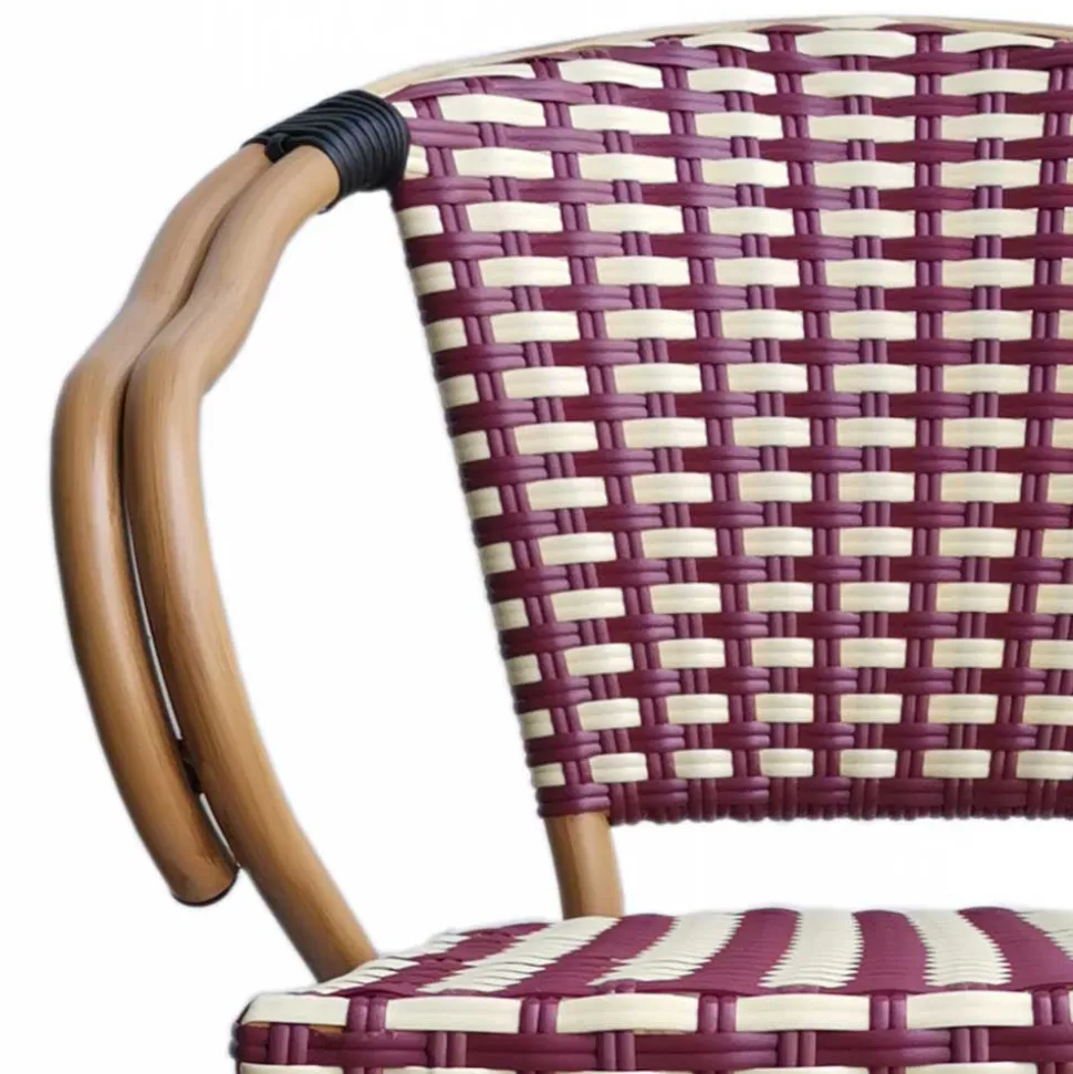 Flechtsessel aus Kunstrattan in Rot & Weiß - Fascinoso (2er Set)