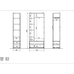 Flur Garderobenschrank in Weiß & Eiche - Reestyl