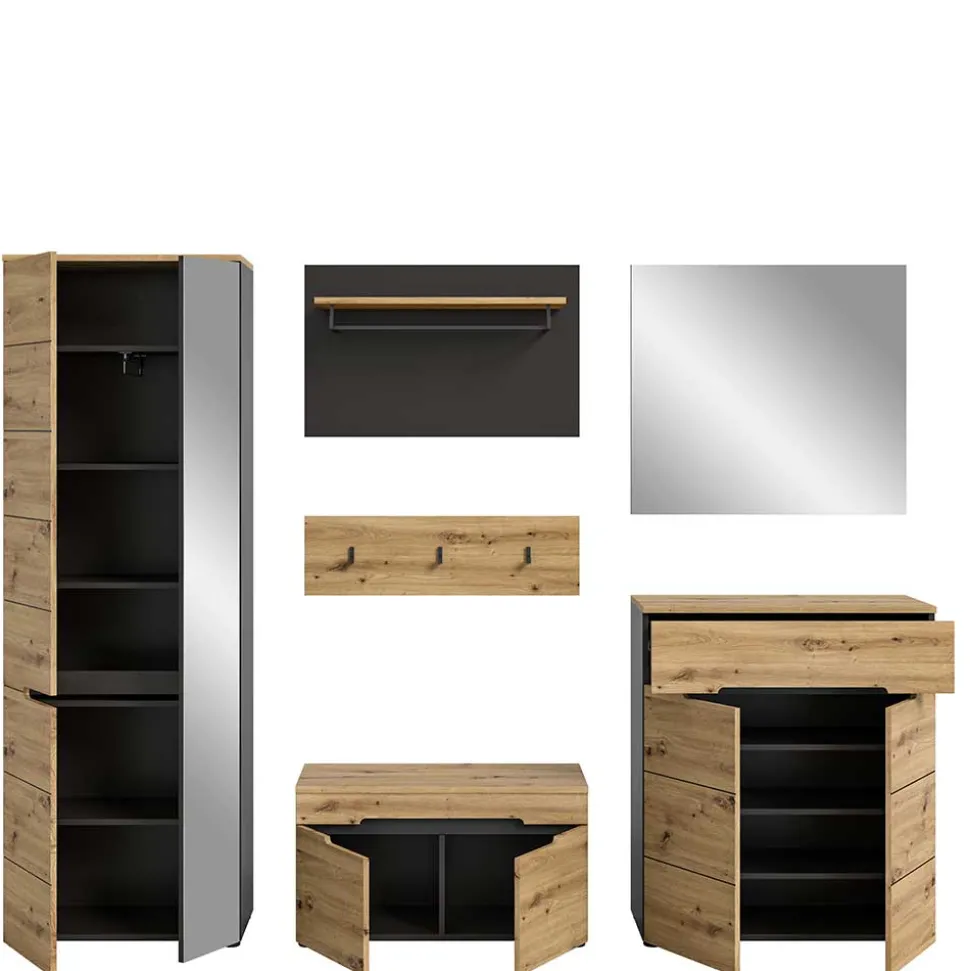 Flur Kompletteinrichtung Möbelset - Norja (sechsteilig)