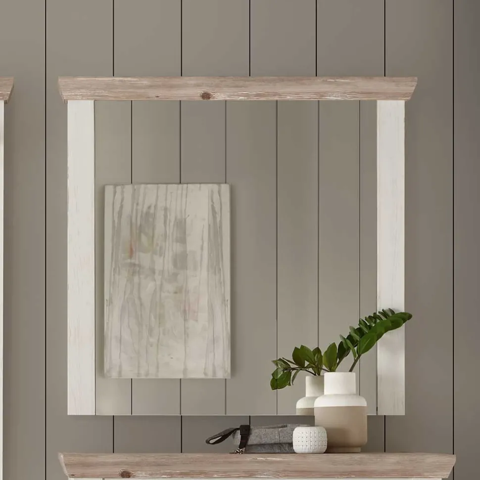 Flur Landhaus Wandspiegel 107x110x8 cm - Nedita