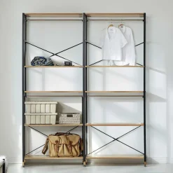 Flur Regal Garderobe in Akazie & Schwarz - Ricinga