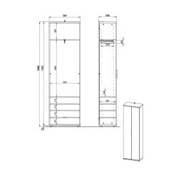 Flur Schrank Garderobe in Wildeiche Dekor - Esdrusca