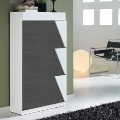 Flur Schuhkipper in Weiß & Schwarzgrau - Vimal