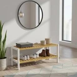 Flur Schuhregal Kollage in Weiß