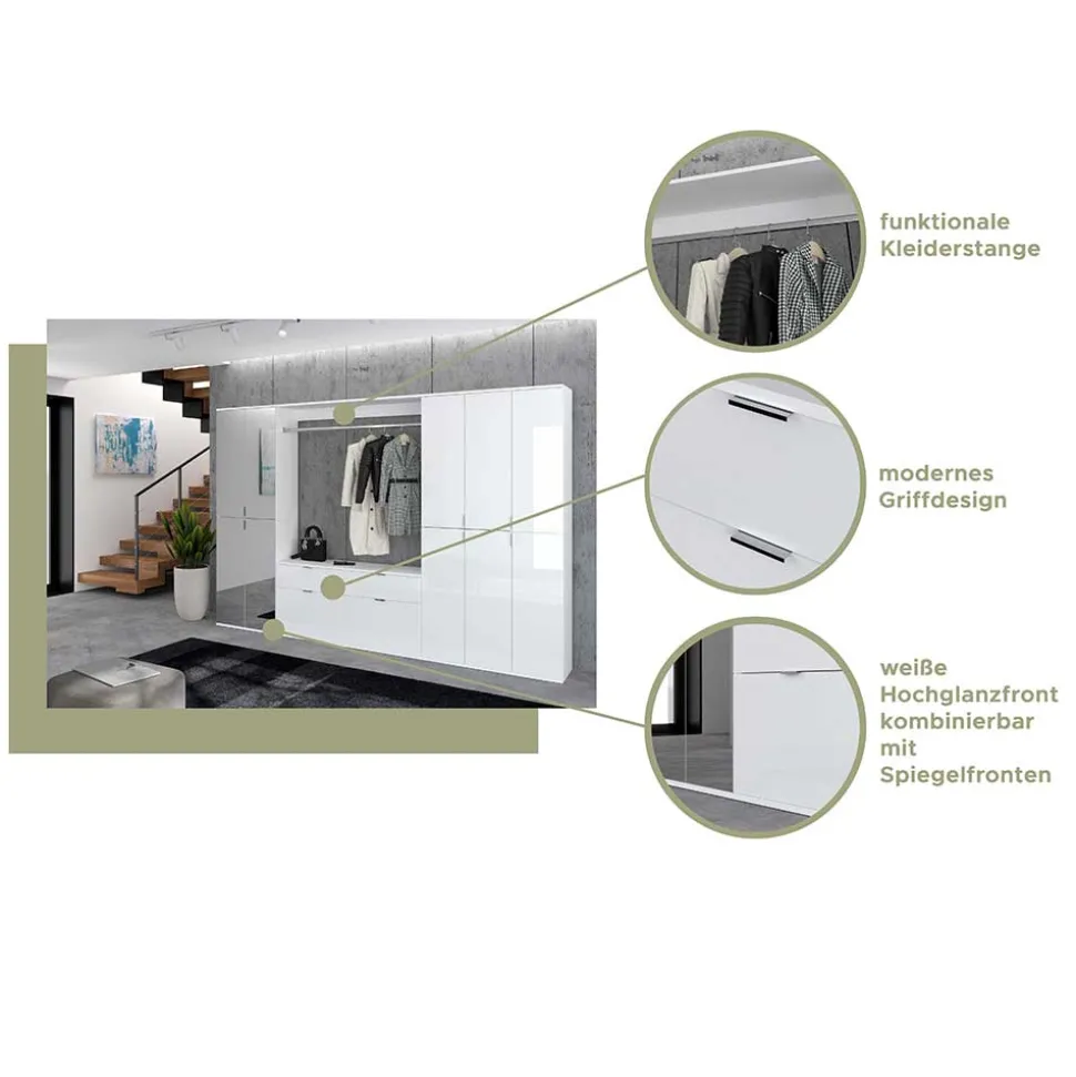 Flureinrichtung Schrankwand 212x193x34 cm - Ejulia (dreiteilig)