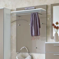 Flurgarderobe Srocca in Taupe Glas beschichtet