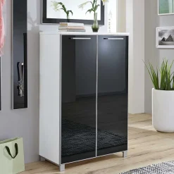 Flurgarderobenset Liotra in Weiß Anthrazit Glas beschichtet (vierteilig)