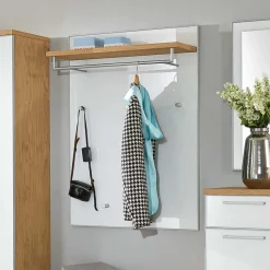 Flurgarderobenset Wynoca in Weiß Glas beschichtet (fünfteilig)