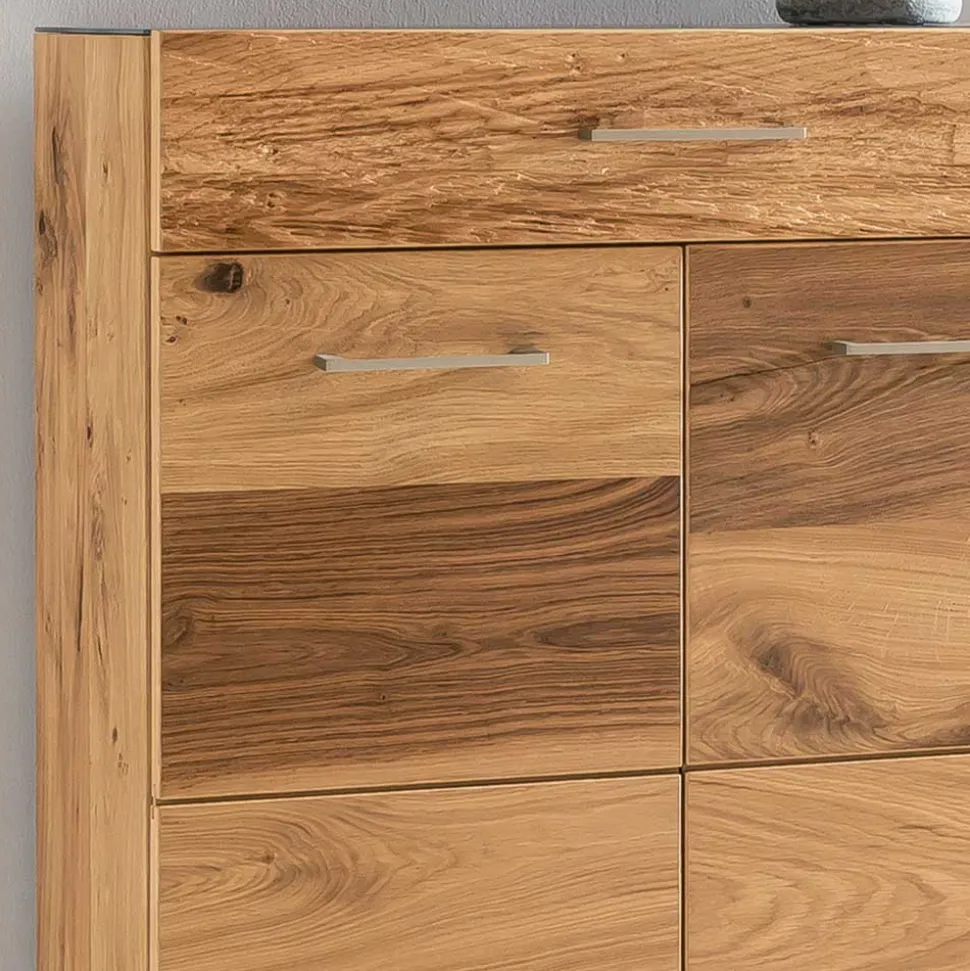 Flurmöbel Set mit Furnier Balkeneiche Macusos & Glas Anthrazit (vierteilig)