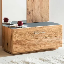 Flurmöbel Set mit Furnier Balkeneiche Macusos & Glas Anthrazit (vierteilig)