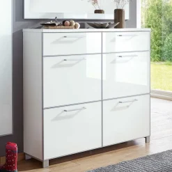 Flurmöbel Set Zoricano in Weiß Glas beschichtet (dreiteilig)