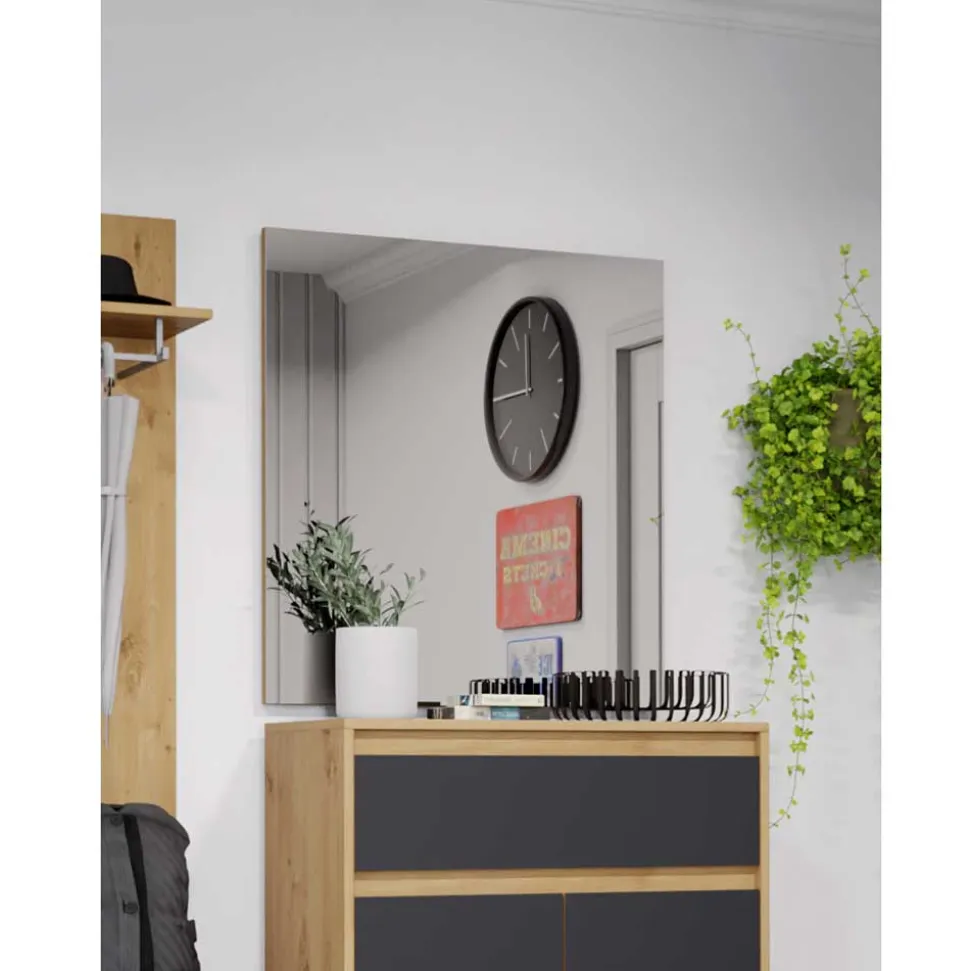 Flurspiegel rahmenlos mit Kante in Eiche Optik - Donzai