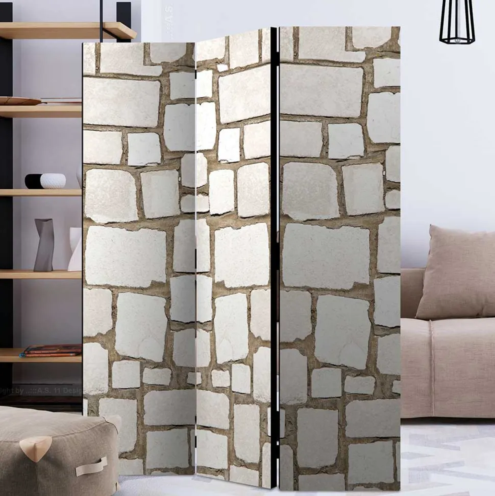 Foto Paravent Weiße Steinmauer - Custon
