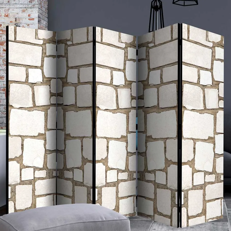 Foto Paravent Weiße Steinmauer - Custon