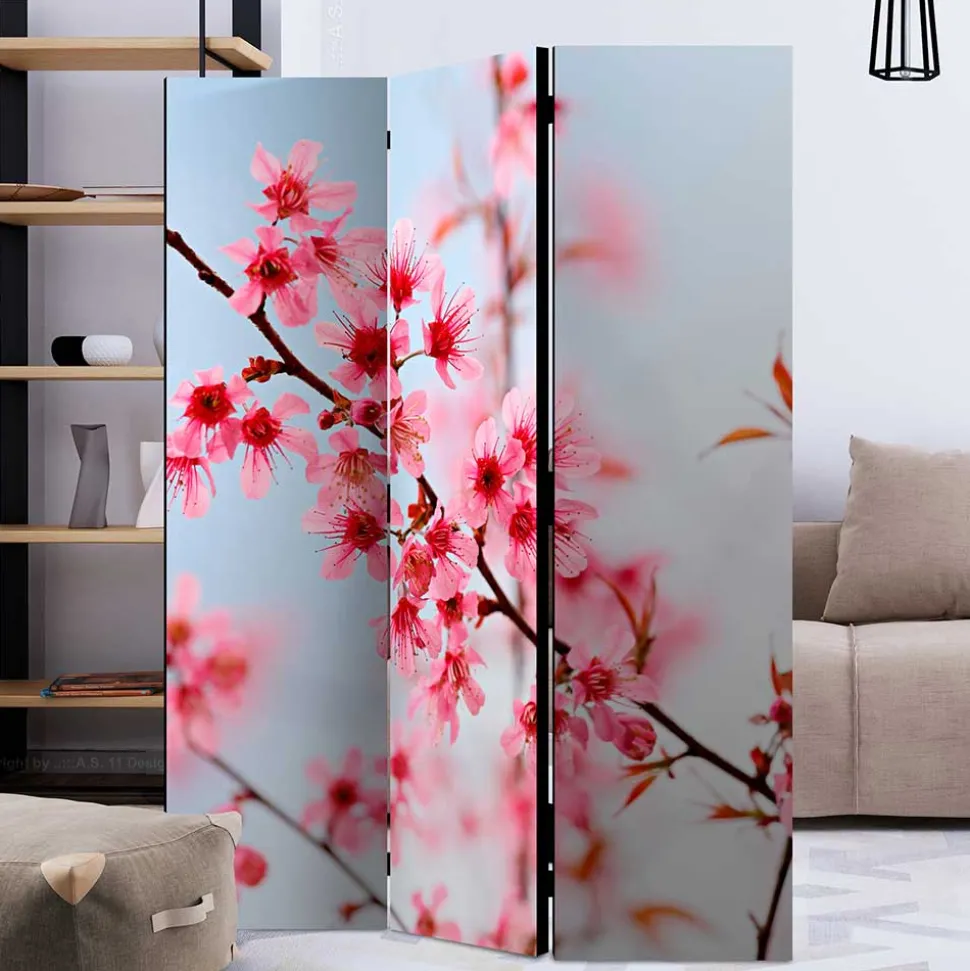 Foto Trennwand Kirschblüte in Rosa & Blau - Filler