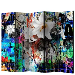 Fotodruck Paravent Graffiti & Lilien - Bergen