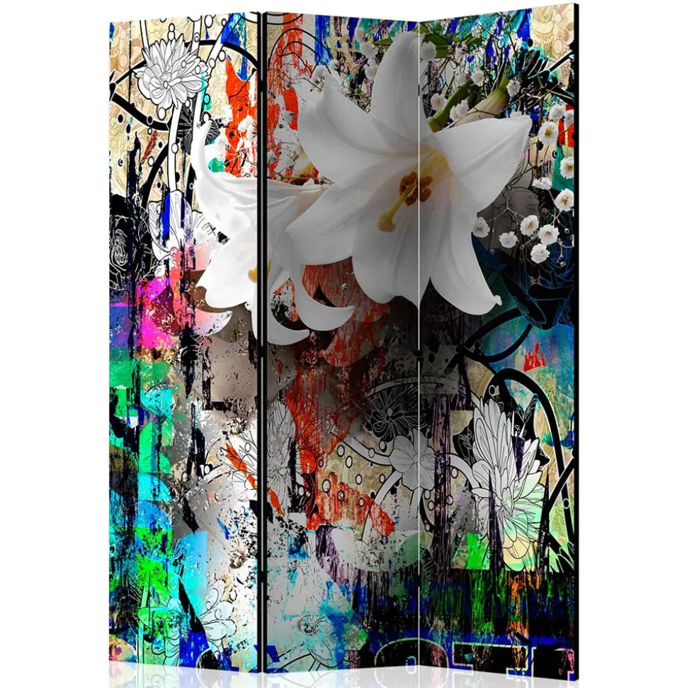 Fotodruck Paravent Graffiti & Lilien - Bergen