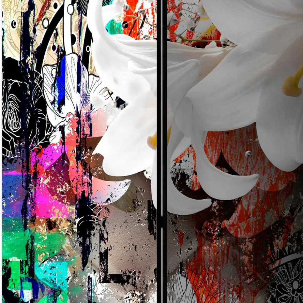 Fotodruck Paravent Graffiti & Lilien - Bergen