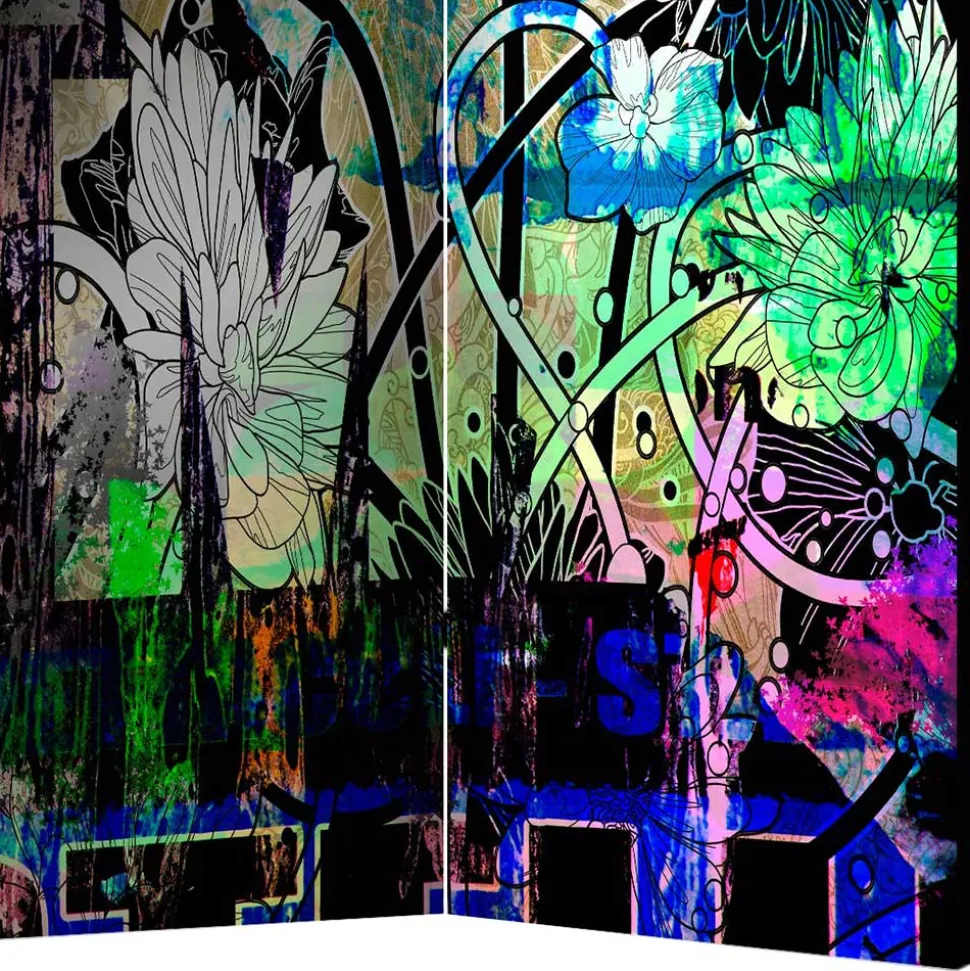 Fotodruck Paravent Graffiti & Lilien - Bergen