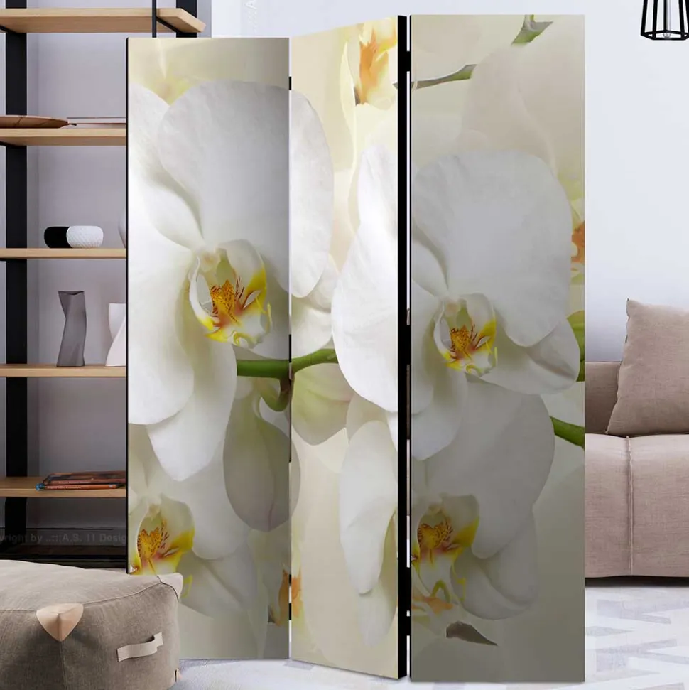 Fotoprint Leinwand Paravent Weiße Orchideen - Aury