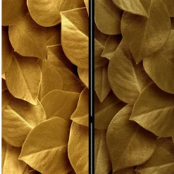 Fotoprint Trennwand mit Blättern in Goldfarben - Jimm