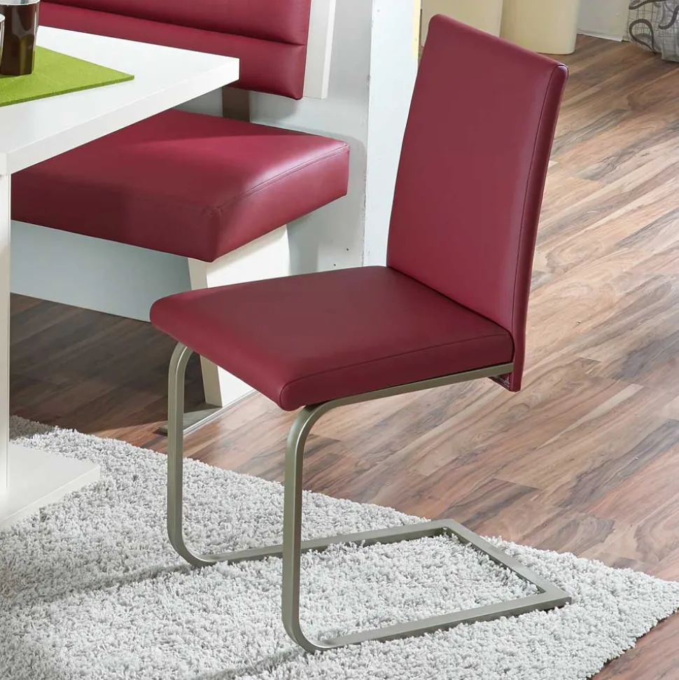 Freischwinger Clamina in Rot Kunstleder